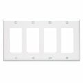 Leviton Decora 4-Gang Smooth Plastic Rocker Decorator Wall Plate, White 005-80412-00W